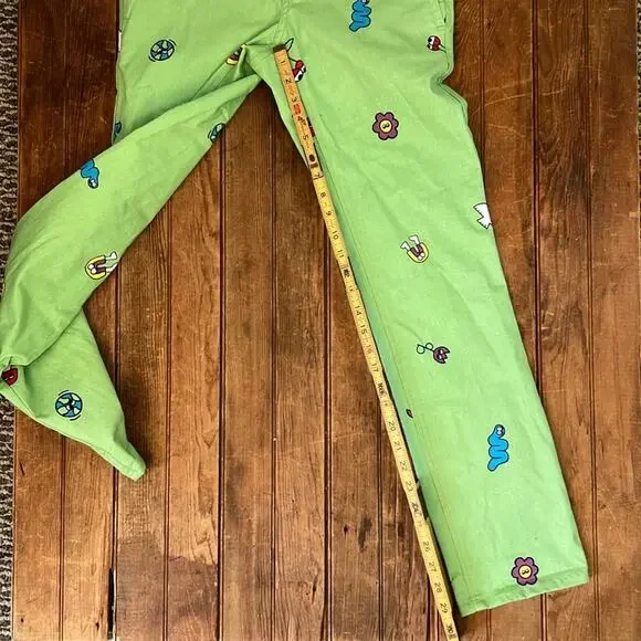 Women’s A.Lab trousers pants chino from Zumiez Colorful bugs Green size 28 - Picture 6 of 8